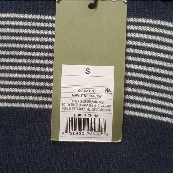 Goodfellow & Co Sweater Dark Blue & White Striped V-neck Sz Small New with tags - Picture 5 of 6
